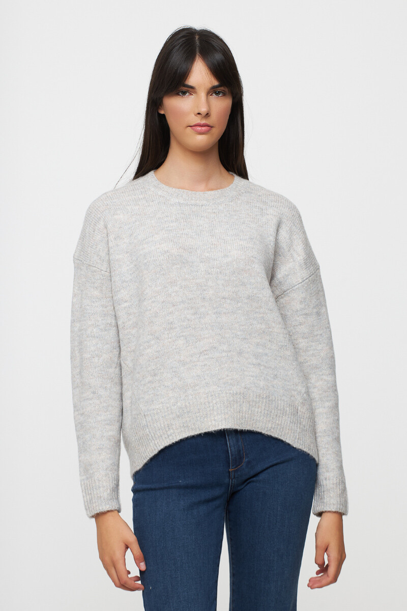jersey gris cuello redondo